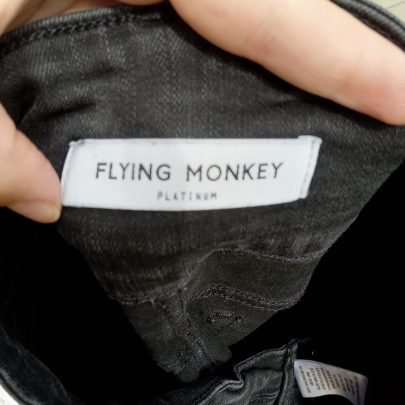 Flying Monkey Platinum Black Women High Rise Skinny Jeans Size 29 Raw Hem - Picture 6 of 8